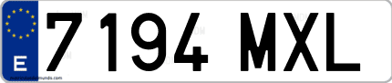 Ejemplo de matrícula de coche ordinaria 7194 MXL