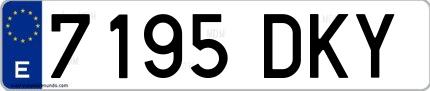 Ejemplo de matrícula española 7195 DKY