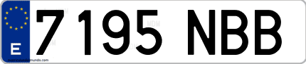 Ejemplo de matrícula de coche ordinaria 7195 NBB