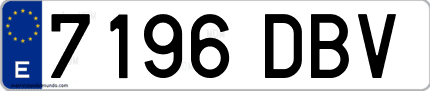 Ejemplo de matrícula de coche ordinaria 7196 DBV