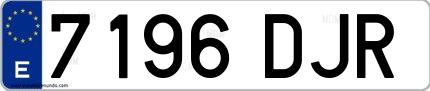 Ejemplo de matrícula española 7196 DJR
