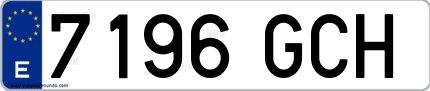 Ejemplo de matrícula española 7196 GCH