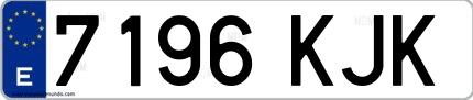 Ejemplo de matrícula española 7196 KJK