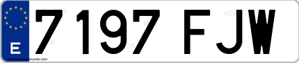 Ejemplo de matrícula de coche ordinaria 7197 FJW