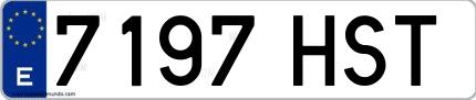 Ejemplo de matrícula española 7197 HST
