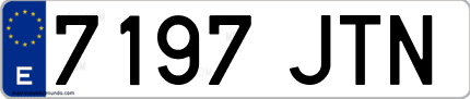 Ejemplo de matrícula de coche ordinaria 7197 JTN