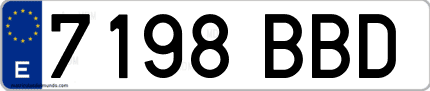Ejemplo de matrícula de coche ordinaria 7198 BBD