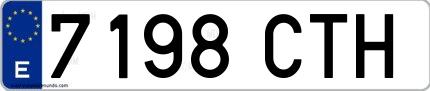 Ejemplo de matrícula española 7198 CTH