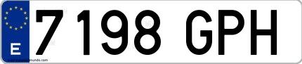 Ejemplo de matrícula española 7198 GPH