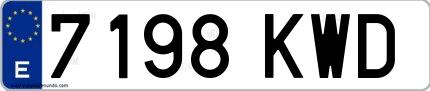 Ejemplo de matrícula española 7198 KWD