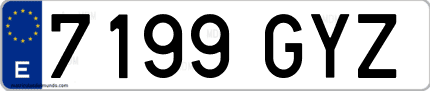 Ejemplo de matrícula de coche ordinaria 7199 GYZ