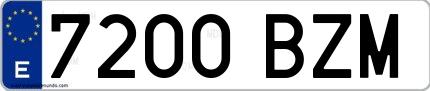 Ejemplo de matrícula española 7200 BZM