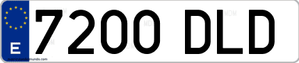 Ejemplo de matrícula de coche ordinaria 7200 DLD