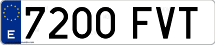 Ejemplo de matrícula de coche ordinaria 7200 FVT