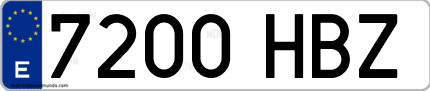 Ejemplo de matrícula de coche ordinaria 7200 HBZ