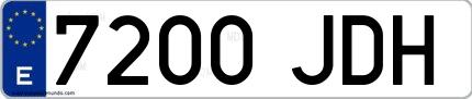 Ejemplo de matrícula española 7200 JDH