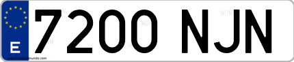 Ejemplo de matrícula de coche ordinaria 7200 NJN