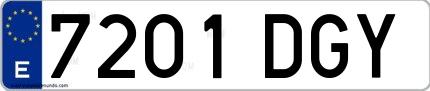 Ejemplo de matrícula española 7201 DGY