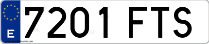 Ejemplo de matrícula de coche ordinaria 7201 FTS