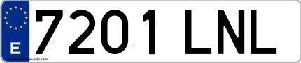Ejemplo de matrícula española 7201 LNL