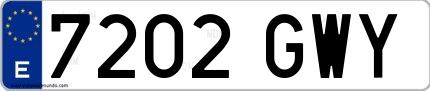 Ejemplo de matrícula española 7202 GWY