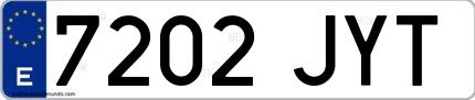 Ejemplo de matrícula española 7202 JYT