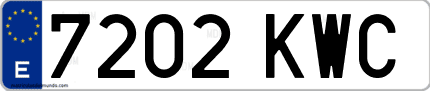 Ejemplo de matrícula de coche ordinaria 7202 KWC