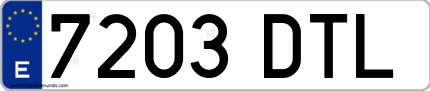 Ejemplo de matrícula de coche ordinaria 7203 DTL