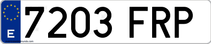 Ejemplo de matrícula de coche ordinaria 7203 FRP