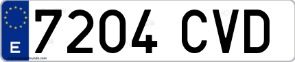 Ejemplo de matrícula de coche ordinaria 7204 CVD