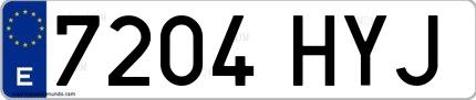 Ejemplo de matrícula española 7204 HYJ