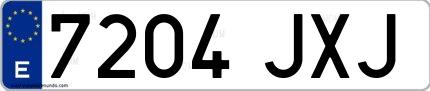 Ejemplo de matrícula española 7204 JXJ