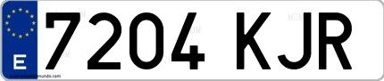 Ejemplo de matrícula española 7204 KJR