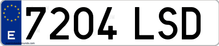 Ejemplo de matrícula de coche ordinaria 7204 LSD