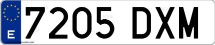 Ejemplo de matrícula española 7205 DXM