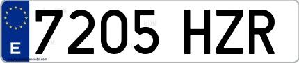 Ejemplo de matrícula española 7205 HZR