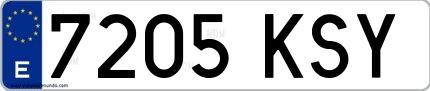 Ejemplo de matrícula española 7205 KSY