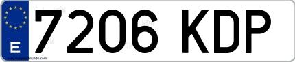Ejemplo de matrícula española 7206 KDP