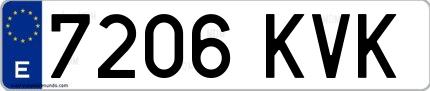 Ejemplo de matrícula española 7206 KVK