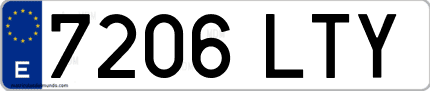 Ejemplo de matrícula de coche ordinaria 7206 LTY