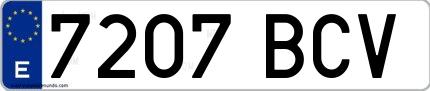 Ejemplo de matrícula española 7207 BCV