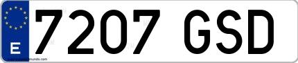 Ejemplo de matrícula española 7207 GSD