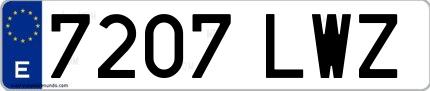 Ejemplo de matrícula española 7207 LWZ