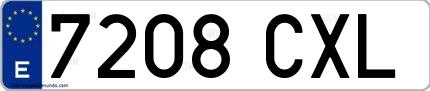 Ejemplo de matrícula española 7208 CXL