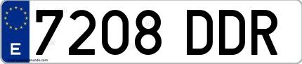 Ejemplo de matrícula española 7208 DDR