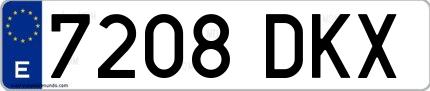 Ejemplo de matrícula española 7208 DKX