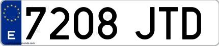 Ejemplo de matrícula española 7208 JTD