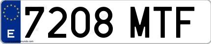 Ejemplo de matrícula española 7208 MTF