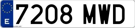 Ejemplo de matrícula española 7208 MWD