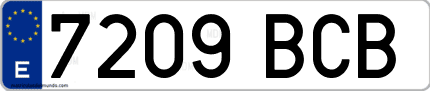 Ejemplo de matrícula de coche ordinaria 7209 BCB